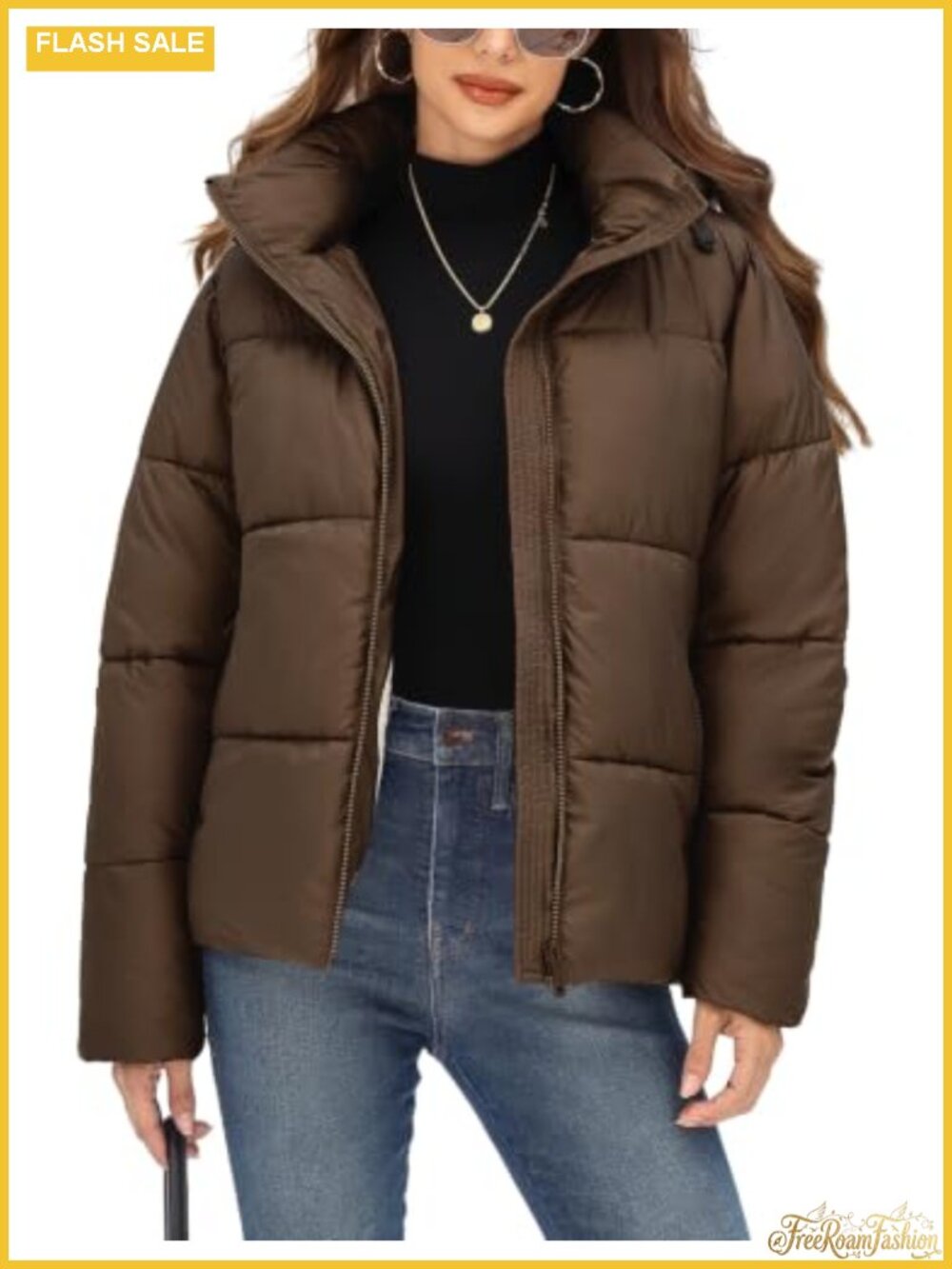 Women's Puffer Jacket Faux Fur Lined Quilted Winter Coat Short Hooded